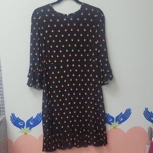 Elegant Black and Orange Patterned Dress